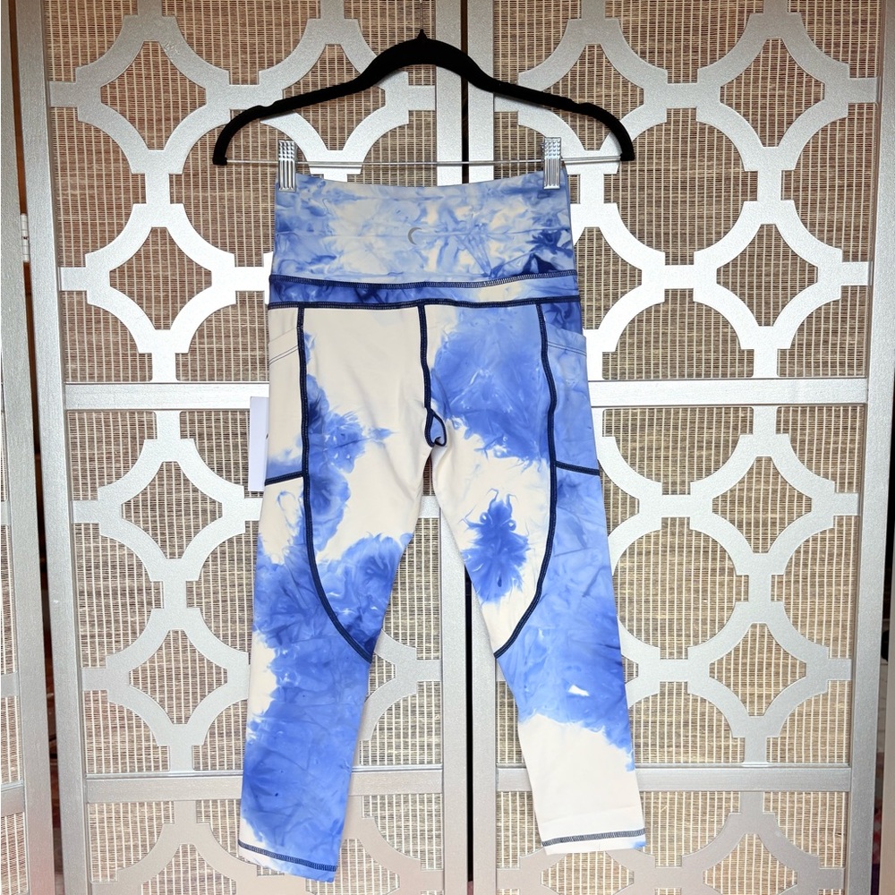 NWT ZYIA Blue and White Tie-Dye Leggings High Waist Performance - Picture 7 of 9